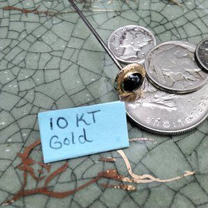 Solid 10kt Gold & Bloodstone Hatpin